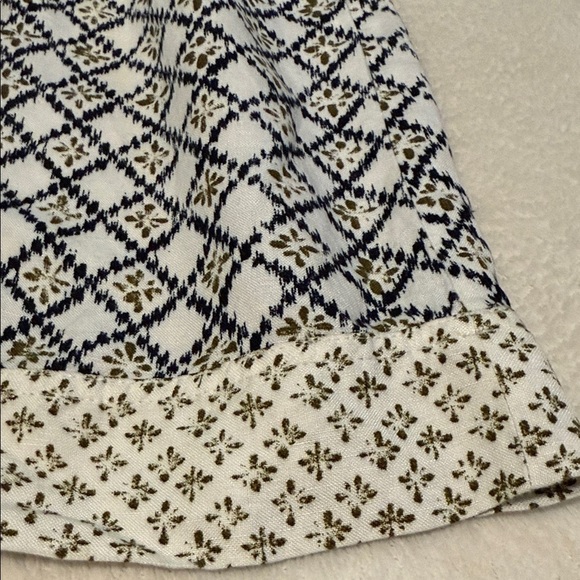 LOFT Navy & White Geometric Stamped Print Pocket Mini Linen Blend A-line Skirt - Picture 4 of 10